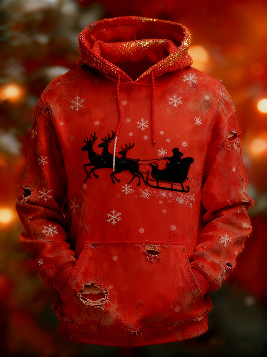 Męska świąteczna bluza z kapturem w stylu retro