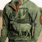 Męski Western Vintage Elk Relief Trójwymiarowy Nadruk Stand Collar Suwak Flush Outdoor Bluza