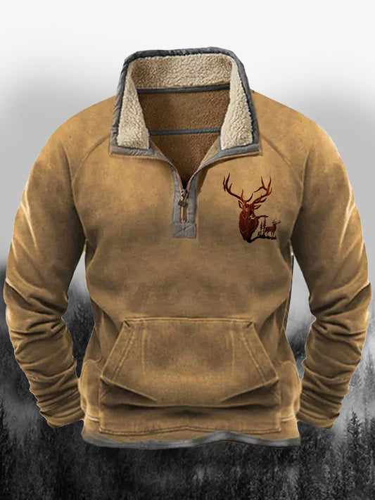 Luźna luźna bluza z nadrukiem w klapie z zachodnim kowbojem