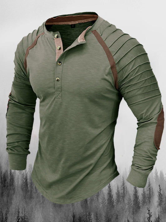 Vintage plikowana bluza z nadrukiem w klapie z nadrukiem Henry Collar