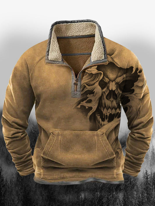 Męska luźna luźna bluza z luźnym kołnierzem w stylu West Cowboy Punk Print