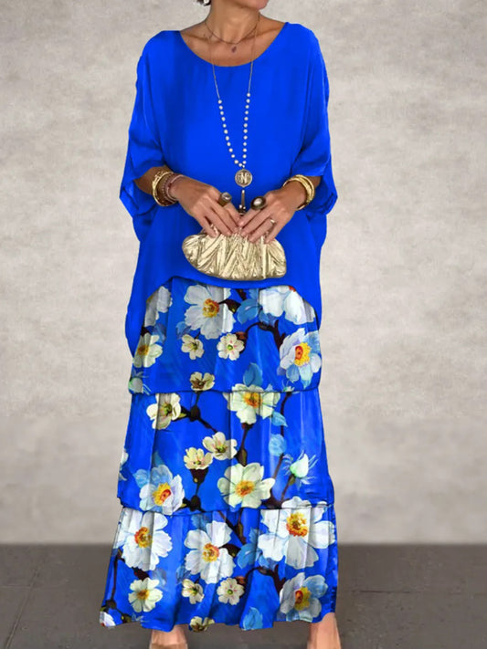 Damska sukienka maxi z nadrukiem w kwiaty w stylu vintage