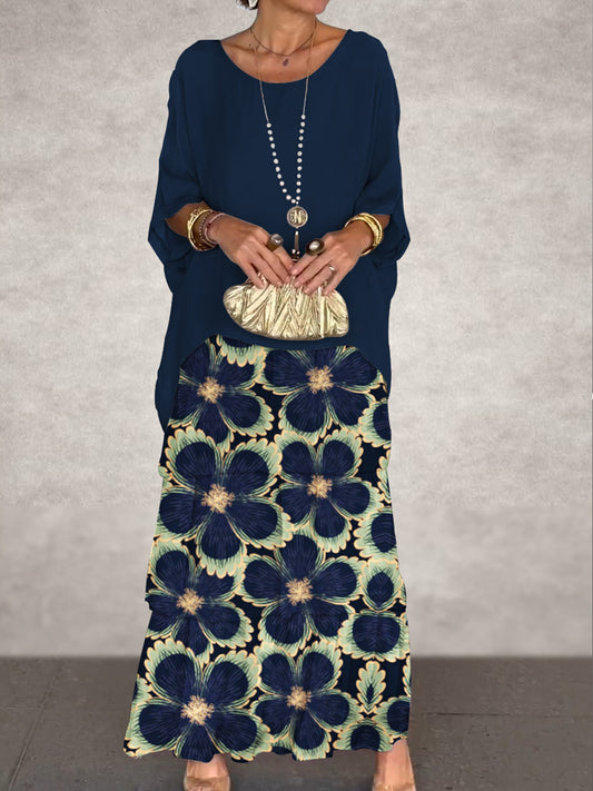 Damska sukienka maxi z nadrukiem w kwiaty w stylu vintage