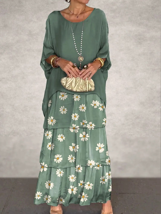 Damska sukienka maxi z nadrukiem w kwiaty w stylu vintage