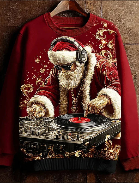 Męska zabawna świąteczna koszulka z nadrukiem artystycznym Comfort