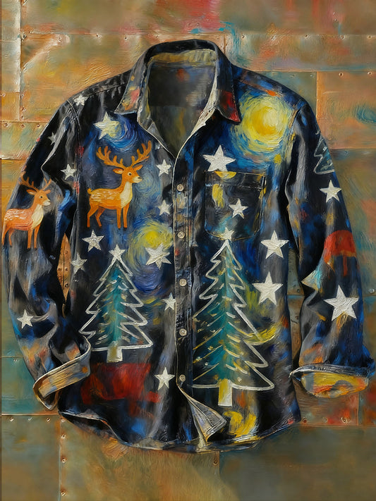 Męska koszulka z długim rękawem w stylu retro w stylu abstrakcyjnym