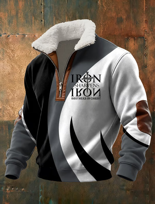 Męska bluza w stylu vintage Art Faith Casual【✨podszewka polarowa tylko przy kołnierzu】