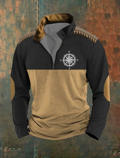 Męskie Retro Western Art Print Casual Top