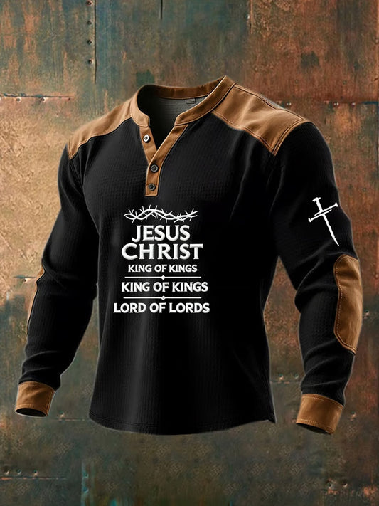 Męskie Vintage Faith Casual Henley