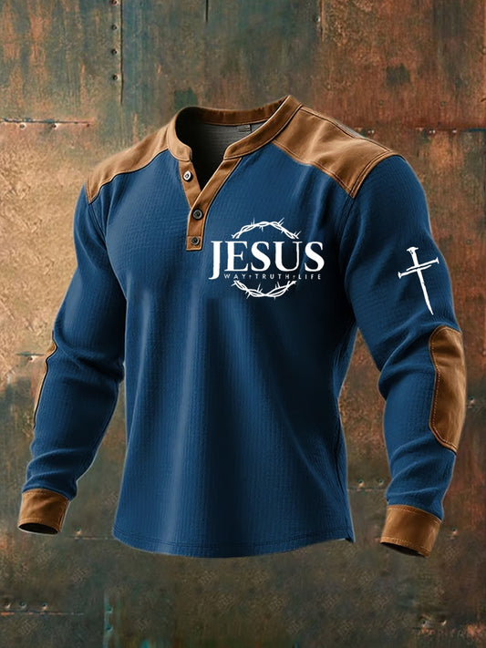 Męskie Vintage Faith Casual Henley