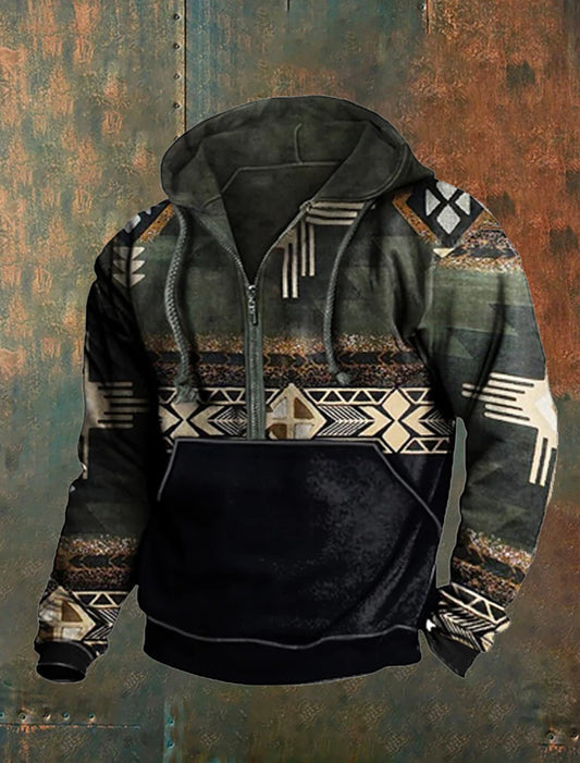 Męskie Retro Western Art Print Casual Top