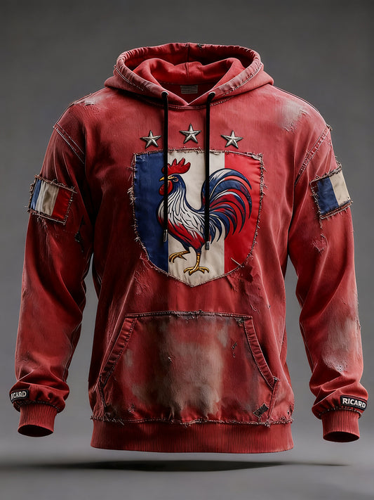 Męska francuska flaga Ricard Casual Bluza z kapturem
