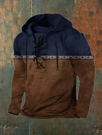 Męskie Retro Art Print Casual Top