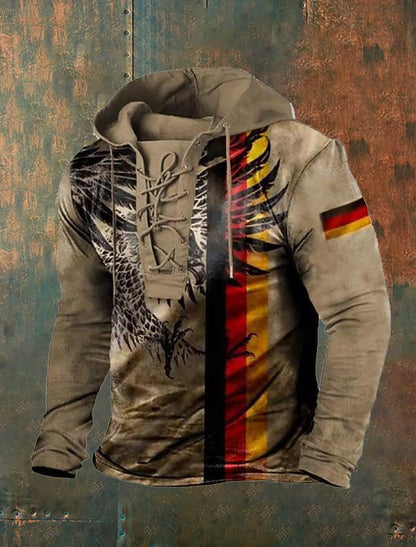 Męskie Retro Art Print Casual Top