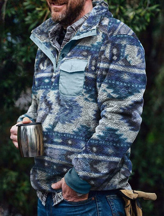 Męskie Retro Art Print Casual Top