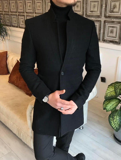 Męskie Retro Art Print Casual Wełniany Płaszcz