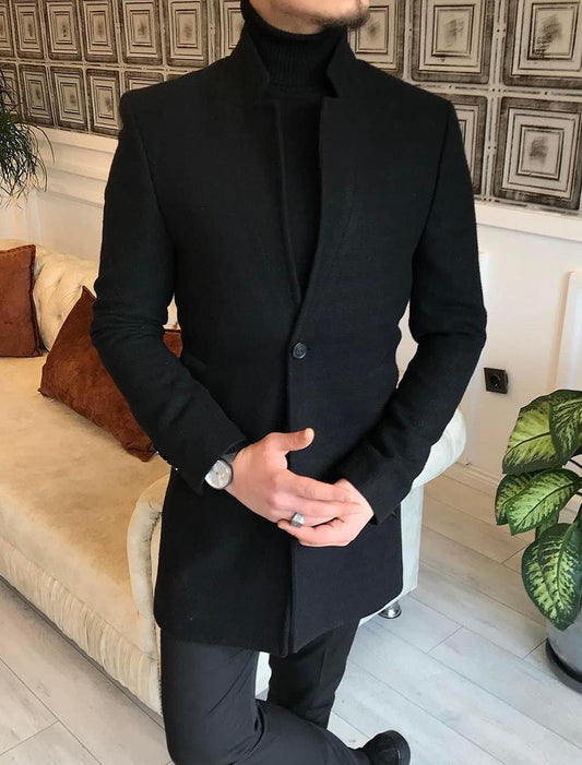 Męskie Retro Art Print Casual Wełniany Płaszcz