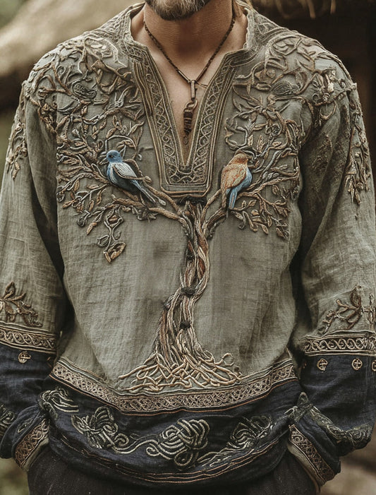 Męskie Retro Art Print Casual Top