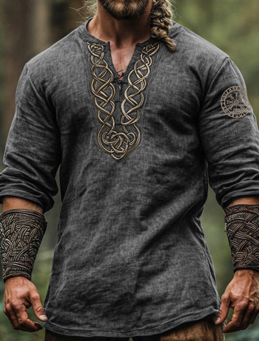 Męskie Retro Art Print Casual Top