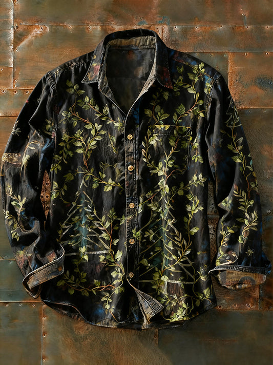 Męska koszulka z długim rękawem w stylu retro w stylu abstrakcyjnym