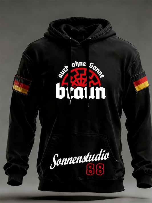 Męska bluza z kapturem w stylu vintage z niemiecką flagą