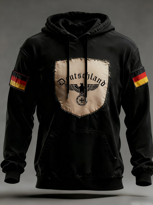 Męska bluza z kapturem w stylu vintage z niemiecką flagą