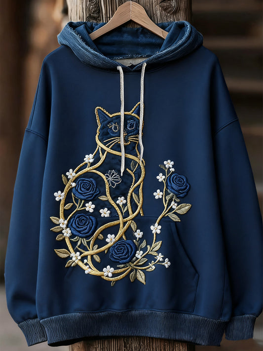 Unisex Animal Art Print Casual Vintage Bluza z kapturem