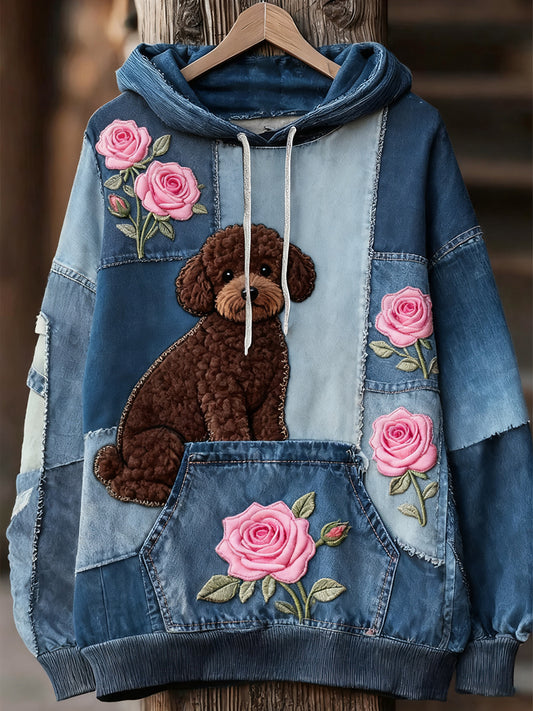 Unisex Animal Art Print Casual Vintage Bluza z kapturem