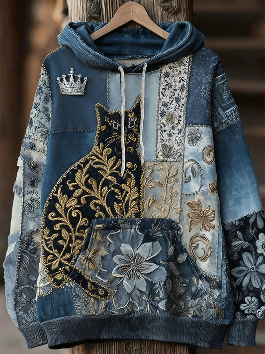 Unisex Animal Art Print Casual Vintage Bluza z kapturem