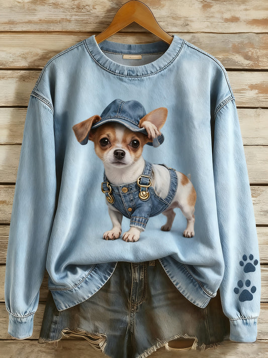 Damski top z dzianiny w stylu vintage z nadrukiem zwierząt