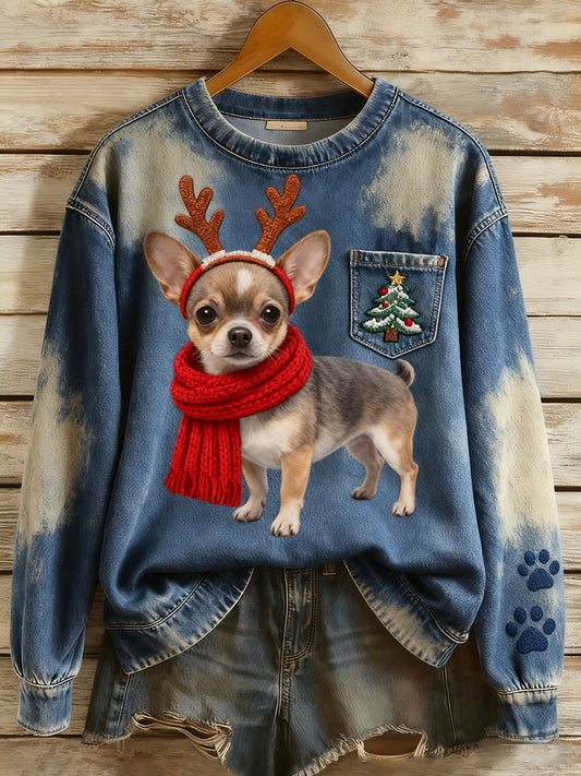 Damski top z dzianiny w stylu vintage z nadrukiem zwierząt