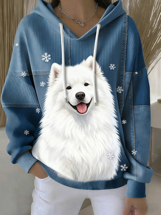 Damskie Vintage Animal Art Print Casual Retro Bluza z kapturem