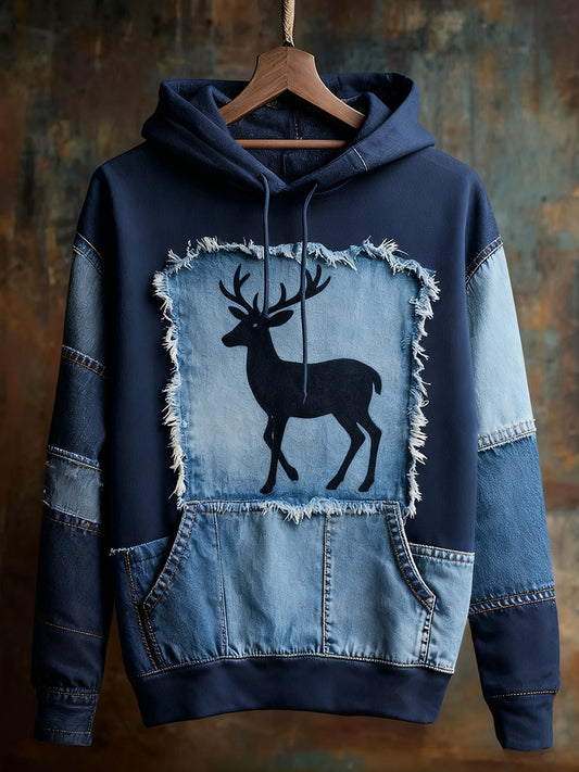 Unisex Animal Art Print Casual Vintage Bluza z kapturem