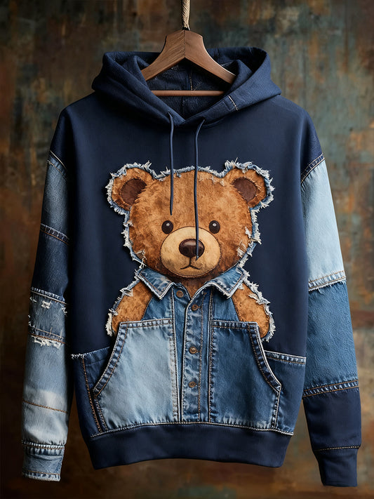 Unisex Animal Art Print Casual Vintage Bluza z kapturem