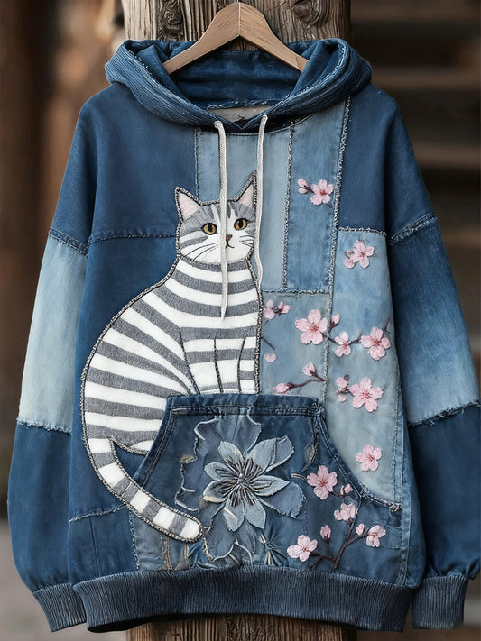 Unisex Animal Art Print Casual Vintage Bluza z kapturem