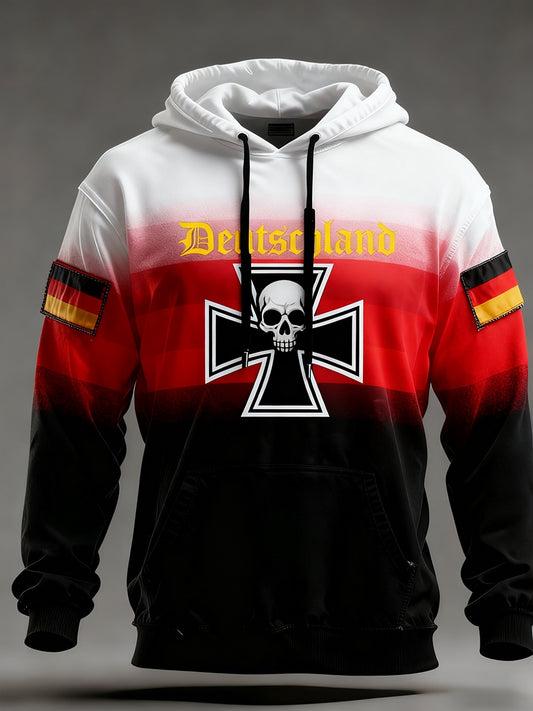 Męska bluza z kapturem w stylu vintage z niemiecką flagą