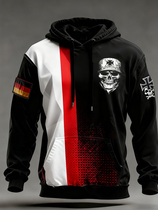 Męska bluza z kapturem w stylu vintage z niemiecką flagą