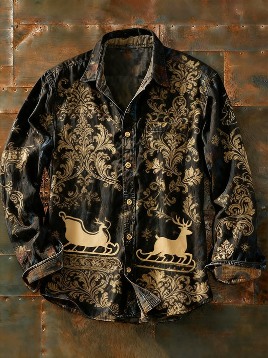 Męska koszulka z długim rękawem w stylu retro w stylu abstrakcyjnym