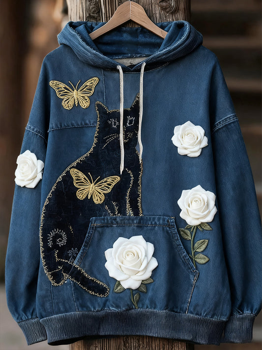 Unisex Animal Art Print Casual Vintage Bluza z kapturem