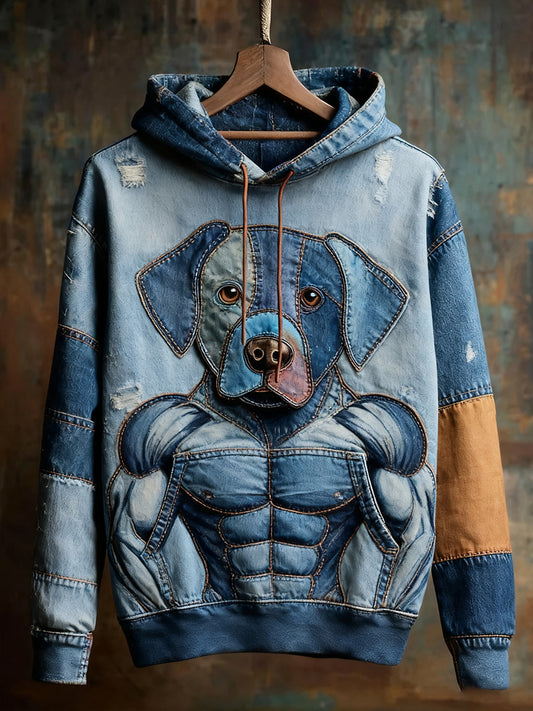 Unisex Animal Art Print Casual Vintage Bluza z kapturem