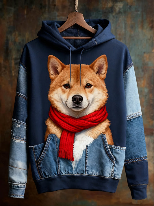 Unisex Animal Art Print Casual Vintage Bluza z kapturem