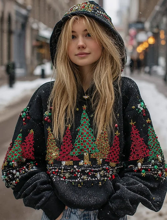 Damska świąteczna bluza z kapturem w stylu vintage