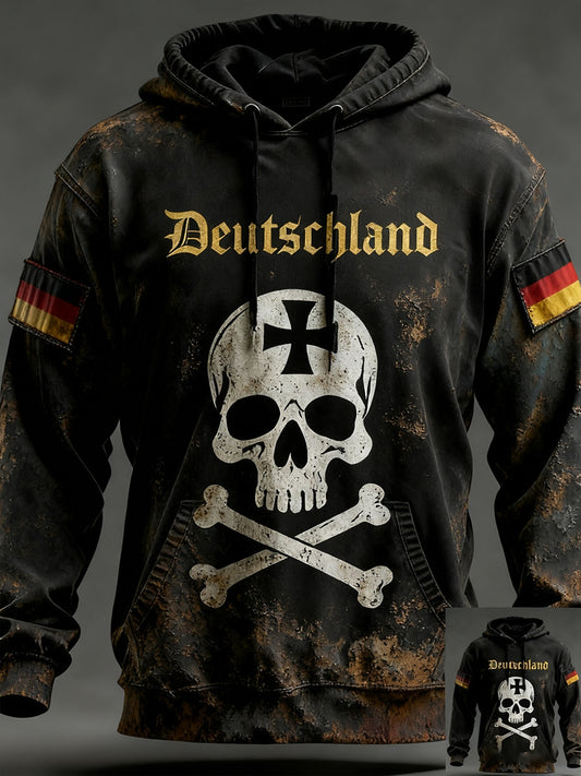Męska bluza z kapturem w stylu vintage z niemiecką flagą