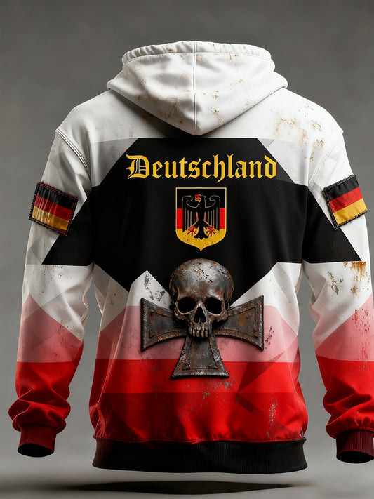 Męska bluza z kapturem w stylu vintage z niemiecką flagą