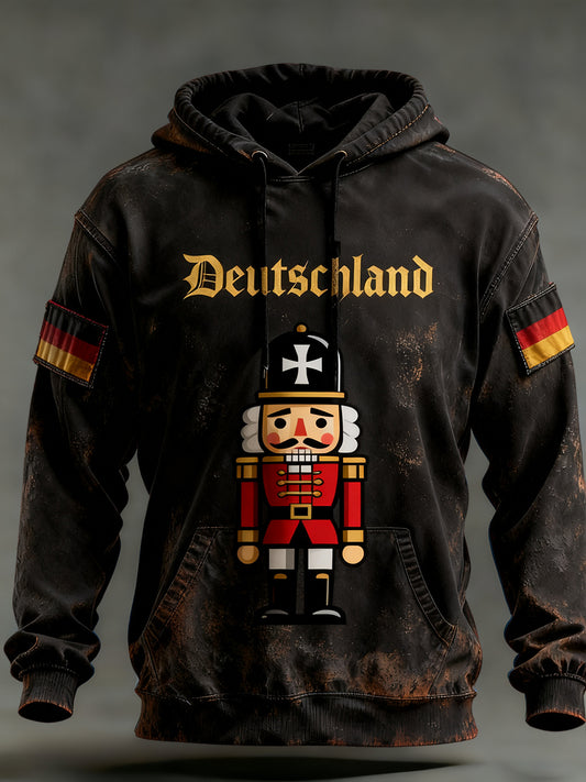 Męska bluza z kapturem w stylu vintage z niemiecką flagą