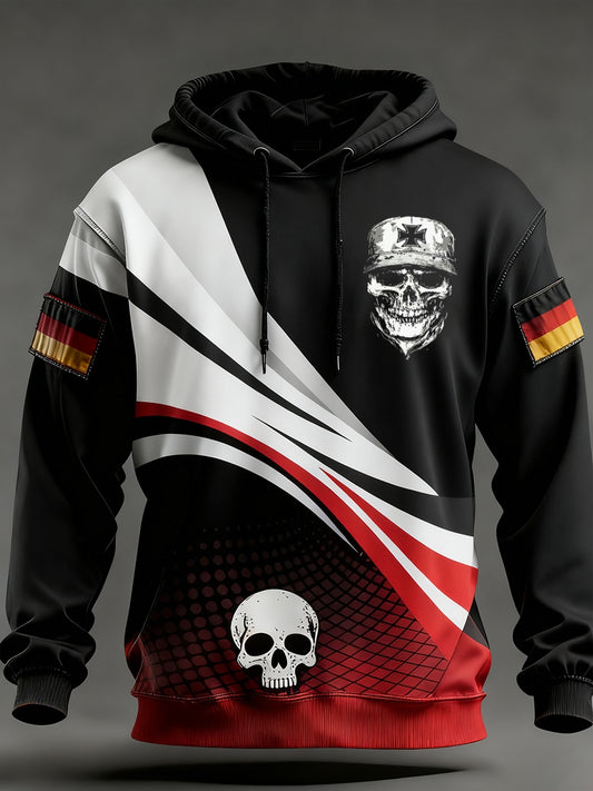 Męska bluza z kapturem w stylu vintage z niemiecką flagą
