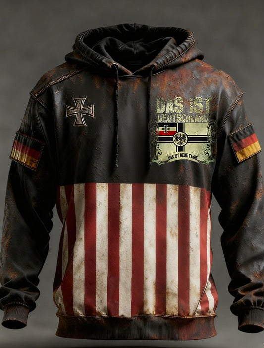 Męska bluza z kapturem w stylu vintage z niemiecką flagą