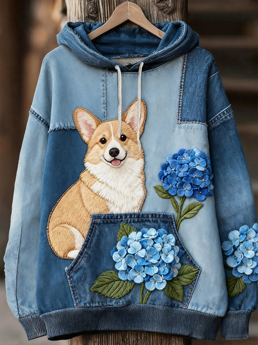 Unisex Animal Art Print Casual Vintage Bluza z kapturem