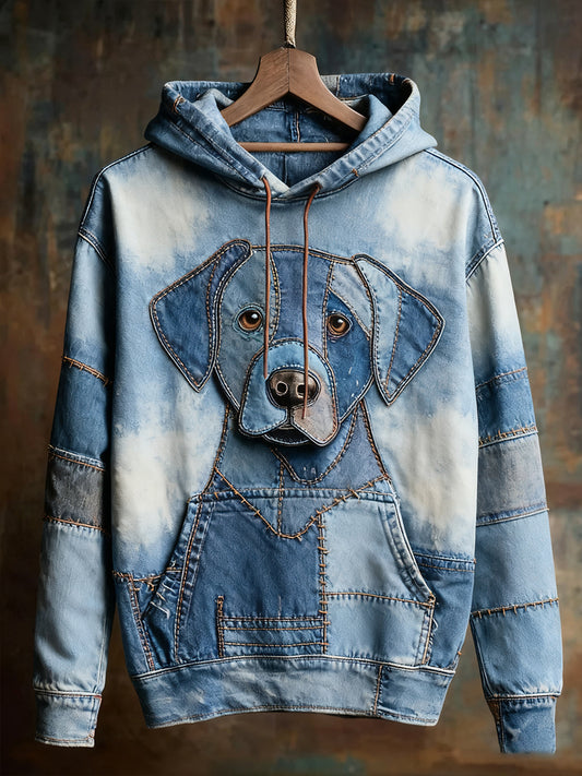 Unisex Animal Art Print Casual Vintage Bluza z kapturem