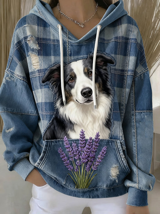 Damskie Vintage Animal Art Print Casual Retro Bluza z kapturem